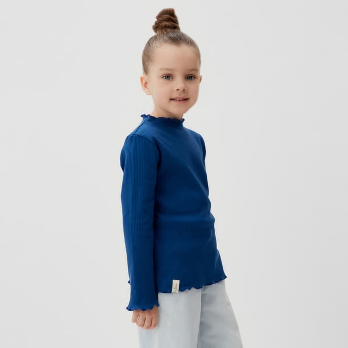 Водолазка для девочки с длинным рукавом KAFTAN: Blueberry, синяя, размер 34 (122-128 см)