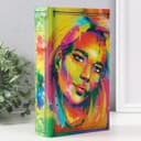 Шкатулка книга - сейф «Портрет девушки. Пятна краски», дерево, искусственная кожа, тиснение, 21×13×5 см