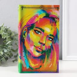 Шкатулка книга - сейф «Портрет девушки. Пятна краски», дерево, искусственная кожа, тиснение, 21×13×5 см