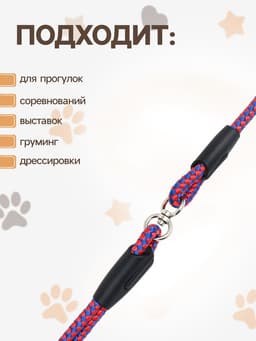 Ринговка для собак, 150×0.6 см, с вертлюгом, красная, синяя