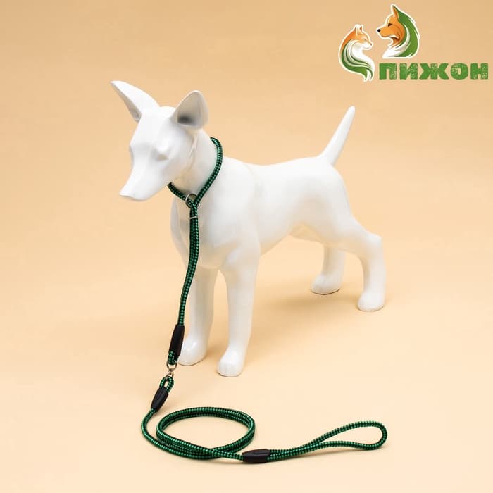 Ринговка для собак, 150×0.6 см, с вертлюгом, чёрная, зелёная