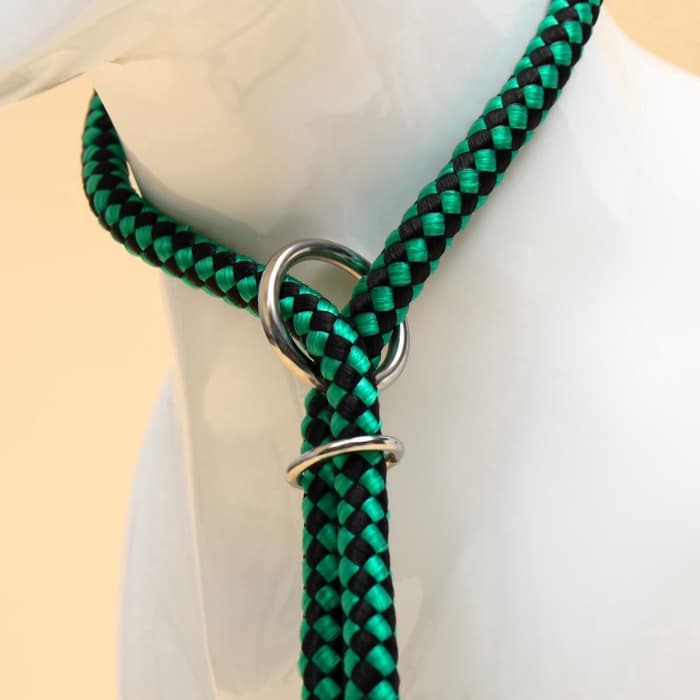 Ринговка для собак, 150×0.6 см, с вертлюгом, чёрная, зелёная