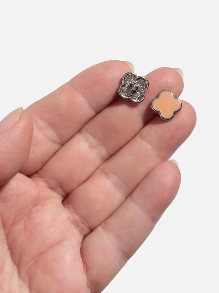 Пуговицы на ножке «Клевер», d=13 мм, набор 5 шт., цвет серебряный, коричневый