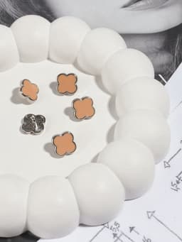 Пуговицы на ножке «Клевер», d=13 мм, набор 5 шт., цвет серебряный, коричневый