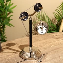 Настольные часы, 32×22 см, диаметр часов 8 см, латунь