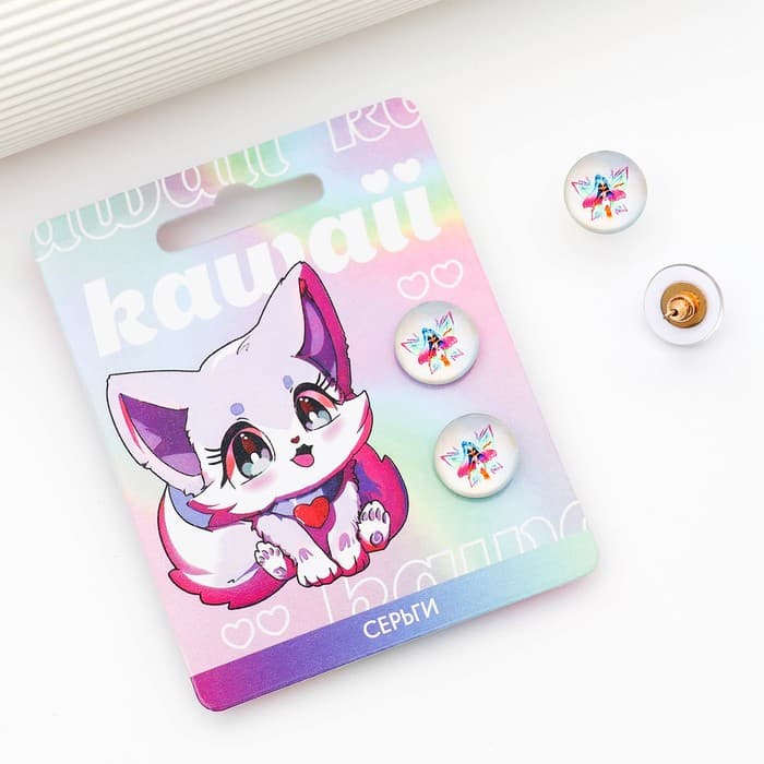 Серьги гвоздики Kawaii 1.5×1.5 см