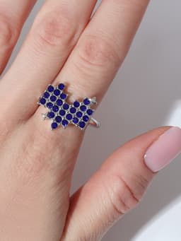 Кольцо «Сердце» пиксели, цвет синий в серебре, безразмерное