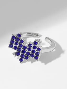 Кольцо «Сердце» пиксели, цвет синий в серебре, безразмерное