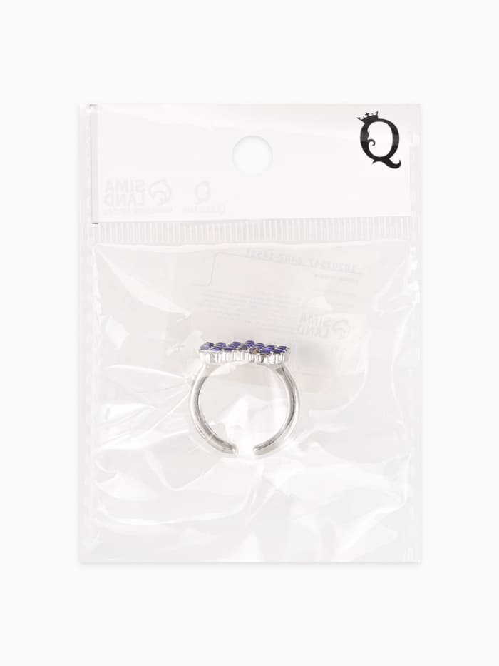 Кольцо «Сердце» пиксели, цвет синий в серебре, безразмерное