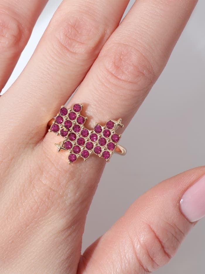 Кольцо «Сердце», пиксели, розовое в золоте, безразмерное