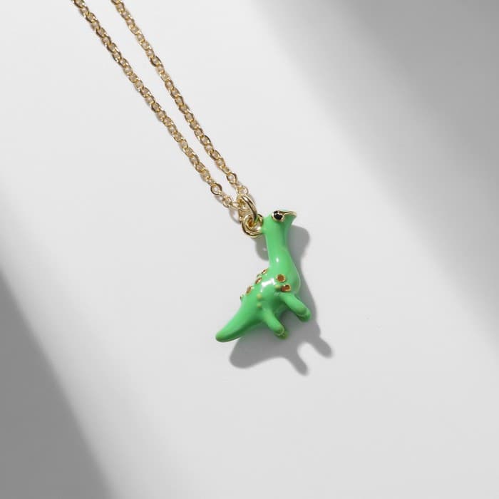 Кулон на цепочке «Прелесть», динозавр, зелёный в золоте, 40 см