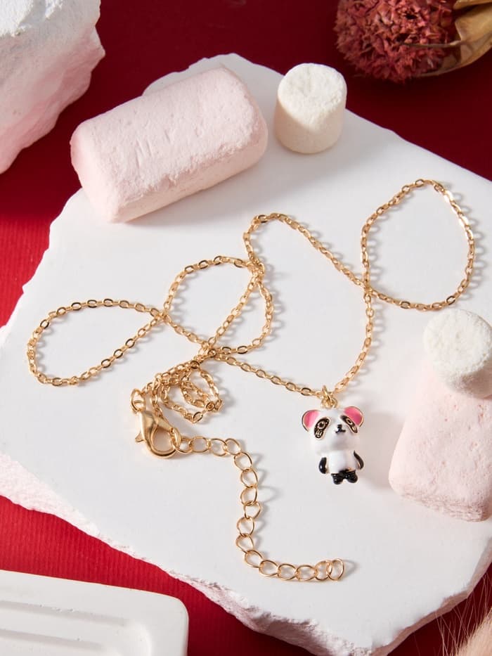 Кулон на цепочке «Прелесть», панда милый, бело-чёрный в золоте, 40 см