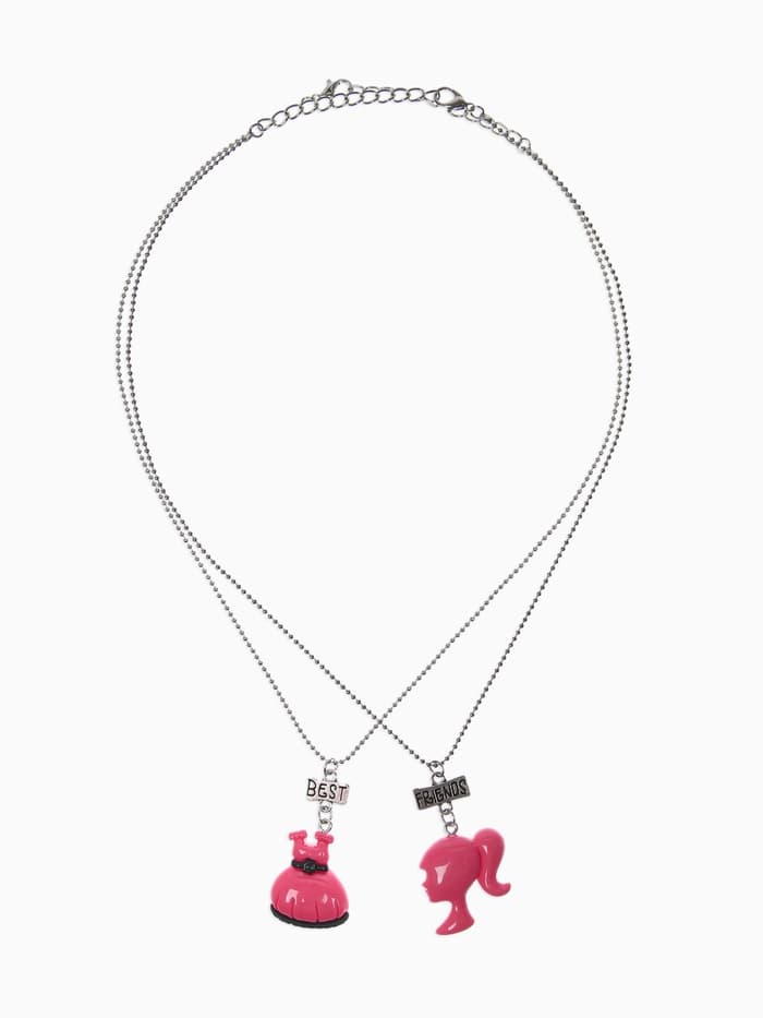 Кулоны парные «Кукла и платье», 40 см, розовые в серебре