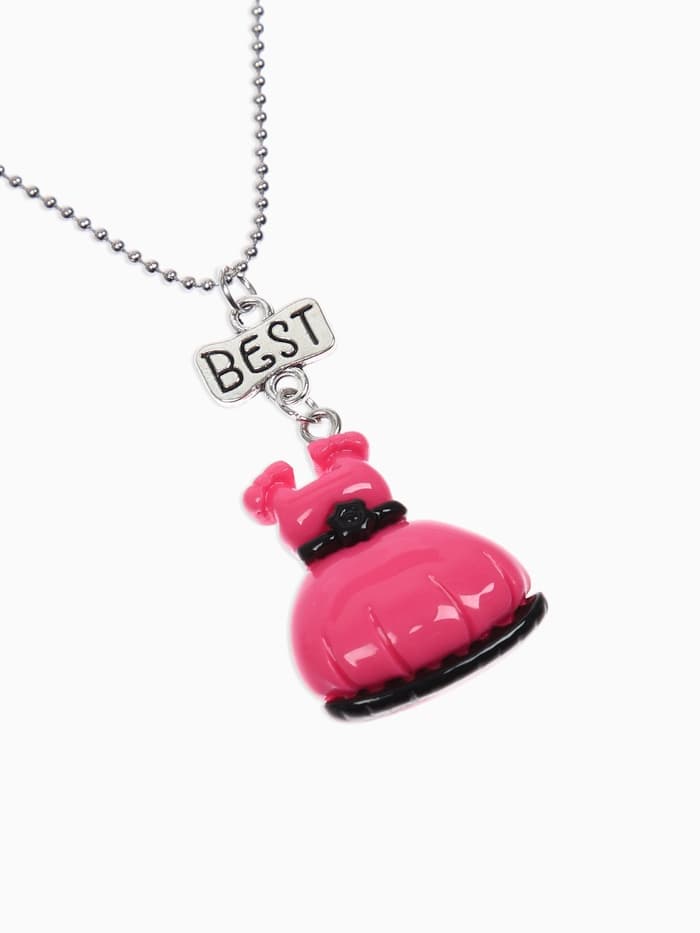 Кулоны парные «Кукла и платье», 40 см, розовые в серебре