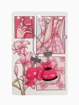 Кулоны парные «Кукла и платье», 40 см, розовые в серебре