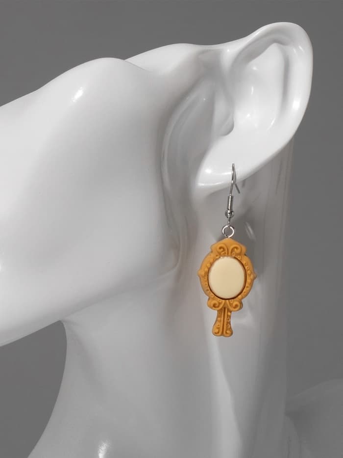 Серьги ассорти «Радость», зеркала, бежевые в серебре