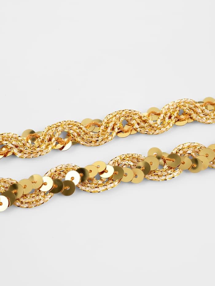 Тесьма декоративная с пайетками, 15 мм, 9.1±0.5 м, цвет золотой