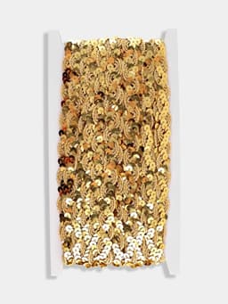 Тесьма декоративная с пайетками, 15 мм, 9.1±0.5 м, цвет золотой