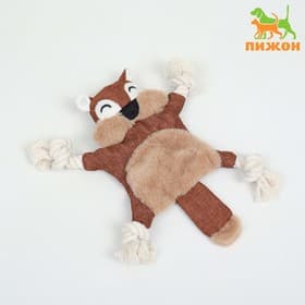 Игрушка текстильная с канатом «Бурундук» с пищалкой, шуршащая, 26×28 см