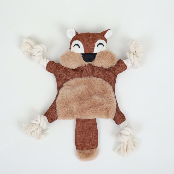 Игрушка текстильная с канатом «Бурундук» с пищалкой, шуршащая, 26×28 см