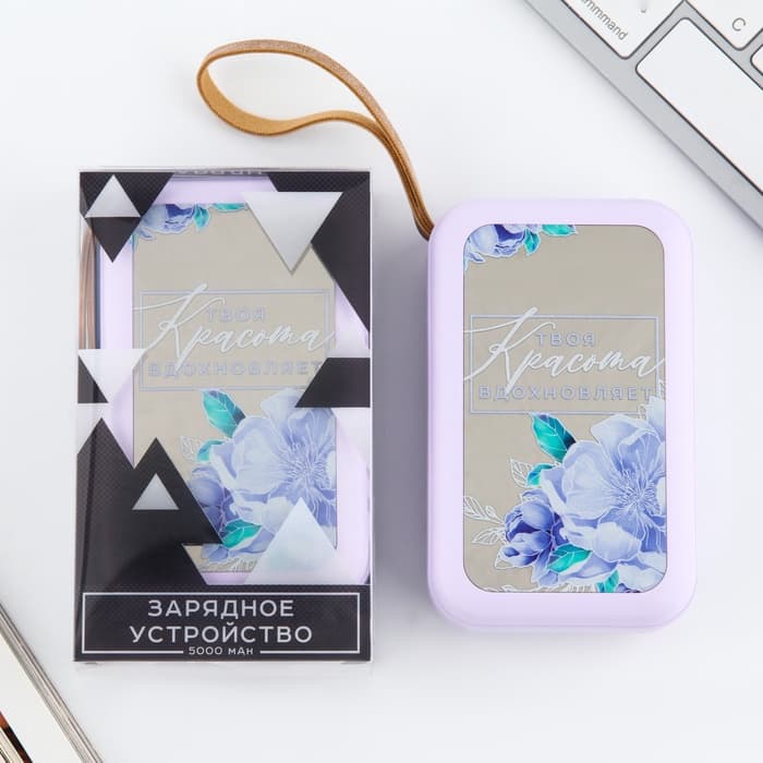 Зарядное устройство «Твоя красота вдохновляет», 5000мА, мод. PB-03, 10.4×6.4 см