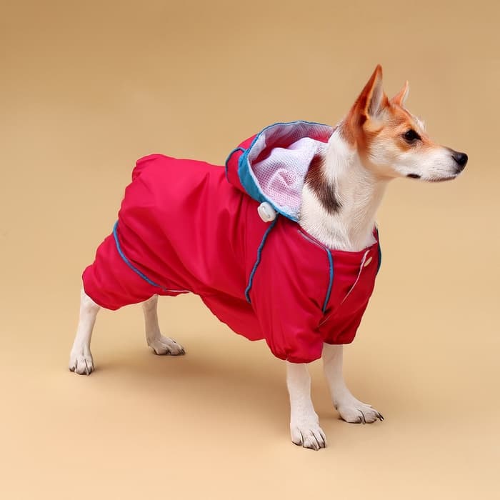 Комбинезон для собак, демисезонный, размер XS, ДС 21, Ог 29, ОШ 19 см, с сумкой, розовый