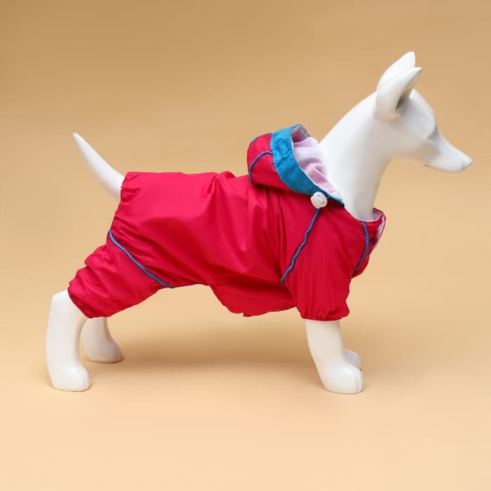 Комбинезон для собак, демисезонный, размер S, ДС 25, Ог 33, ОШ 23 см, с сумкой, розовый