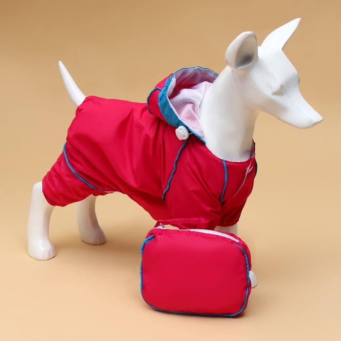 Комбинезон для собак, демисезонный, размер XL, ДС 37, Ог 49, ОШ 33 см, с сумкой, розовый