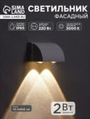 Светильник фасадный «Каскад», 2 Вт, 220 В, 2 луча, IP65, 3000К, металл, белый, FSD-094