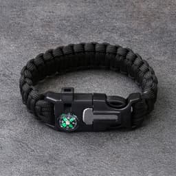 Браслет для выживания 4в1 (паракорд, компас, свисток, огниво), чёрный