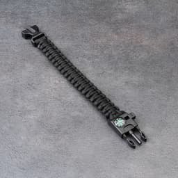 Браслет для выживания 4в1 (паракорд, компас, свисток, огниво), чёрный