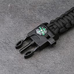 Браслет для выживания 4в1 (паракорд, компас, свисток, огниво), чёрный