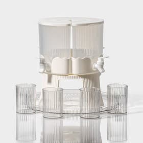 Диспенсер для напитков вращающийся Доляна «Графин», 4 отделения 1.6 л, 4 стакана 350 мл, белый