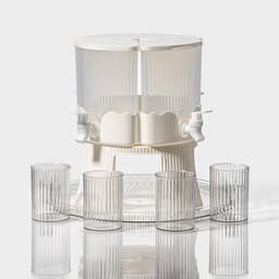 Диспенсер для напитков вращающийся Доляна «Графин», 4 отделения 1.6 л, 4 стакана 350 мл, белый