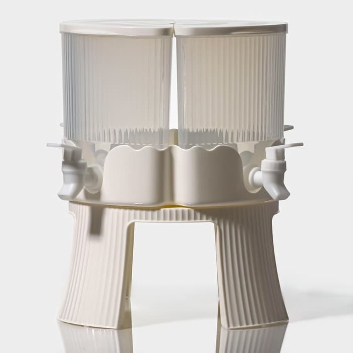 Диспенсер для напитков вращающийся Доляна «Графин», 4 отделения 1.6 л, 4 стакана 350 мл, белый