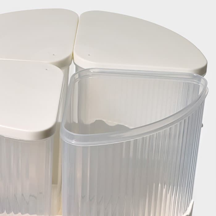 Диспенсер для напитков вращающийся Доляна «Графин», 4 отделения 1.6 л, 4 стакана 350 мл, белый