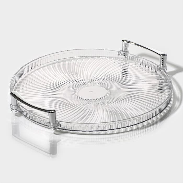 Диспенсер для напитков вращающийся Доляна «Графин», 4 отделения 1.6 л, 4 стакана 350 мл, белый