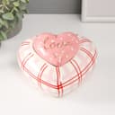 Шкатулка для украшений «Розовое сердце в горошек, в клеточку», керамика, 15.7×15.3×8.2 см