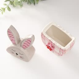 Шкатулка для украшений «Зайка в яйце», керамика, серо-красный, 11.8×7.2×20.8 см