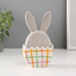 Шкатулка для украшений «Зайка в яйце», керамика, серо-жёлтый, 8×5.4×14.2 см