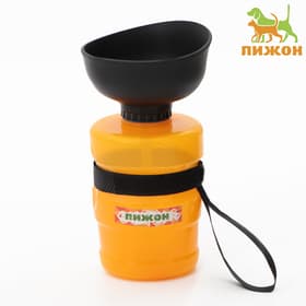 Поилка прогулочная, 520 мл, 15×7×7, см, с силиконовой чашей, пластик, жёлтая