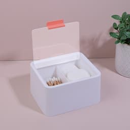 Органайзер для ватных палочек и дисков, с крышкой, 2 секции, 14.5×13×8 см, цвет белый/прозрачный