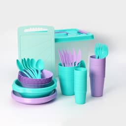 Набор посуды для пикника на 6 персон Альт-Пласт «Все за стол – 2», 52 предмета, пластик, МИКС