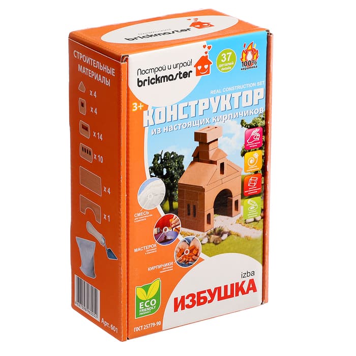 Конструктор керамический для детского творчества «Избушка» Brickmaster, 37 деталей