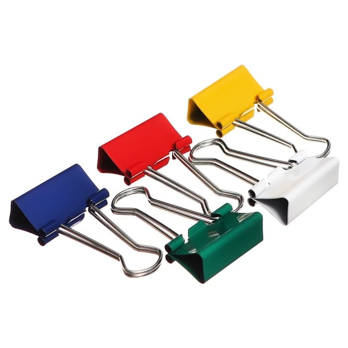 Набор зажимов для бумаг цветных 15 мм 60 штук, 5 цветов, в пластиковой тубе