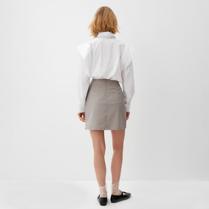 Юбка мини женская MINAKU: Casual Collection, бежевая, размер 50