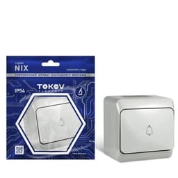Кнопка звонка TOKOV ELECTRIC, Nix, 10 А, IP54, 250 В, серый, TKE-NX-DB-C06-IP54