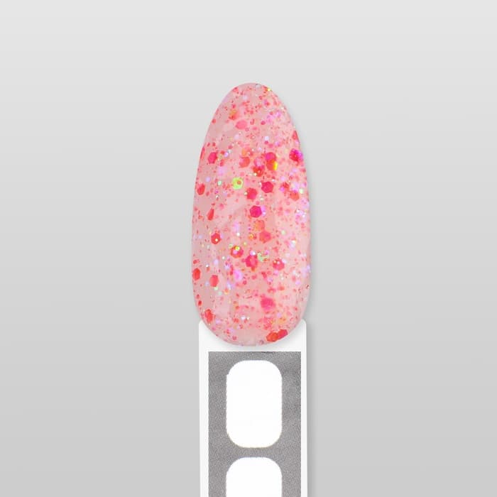 Полигель для наращивания, с блёстками, трехфазный, 30 мл, LED/UV, розовый, красный