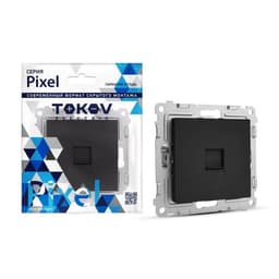Розетка компьютерная TOKOV ELECTRIC, Pixel, 1 место, RJ45, категория 5E, карбон TKE-PX-RC1-C14