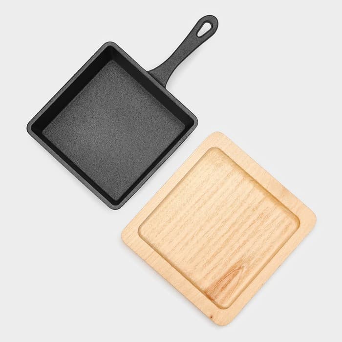 Сковорода Magma «Ханой», 23×13.5×3.5 см, на деревянной подставке, индукция, чугун, чёрная